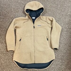Columbia Women’s Tan Long Sherpa Fleece Jacket